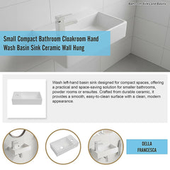 Small Compact Bathroom Cloakroom Hand Wash Basin Sink Ceramic Wall Hung