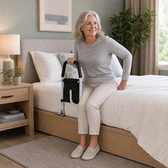 Adjustable Bed Rail with Multi-Grip Handle, Storage Pouch & Under Mattress Frame