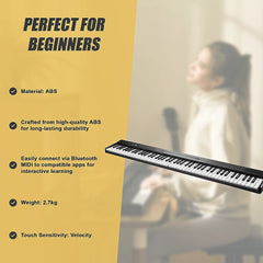 Folding Digital Piano 88 Key Velocity-Sensitive + Carry Case Pedal