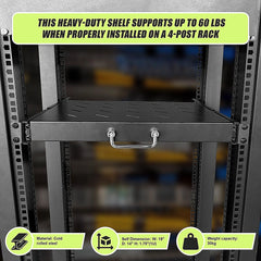Sliding Rack Server Shelf 1U 19" 4 Post Mount – Adjustable 15" to 22" Rack Tray