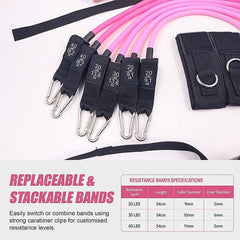 14pc Pilates Bar Kit with Resistance Bands & Belt – Home Fitness Pedal Puller