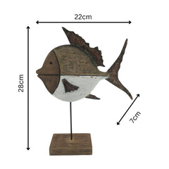 Set 2 Handcrafted Fish On Base Assort 28cm, 20cm