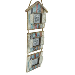 Handcrafted 3-Photo Frame Hanging Beach Houses 78cm
