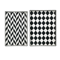 Set 2 Patterned Rectangular Trays 48cm