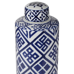 Valora Blue & White Cylinder Jar 35cm
