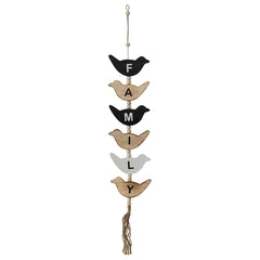 Handcrafted Hanging Bird Family Mobile 15x85cm