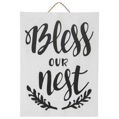 Handcrafted Monochrome Bless Our Nest Wall Art 30x2cm