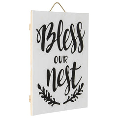 Handcrafted Monochrome Bless Our Nest Wall Art 30x2cm