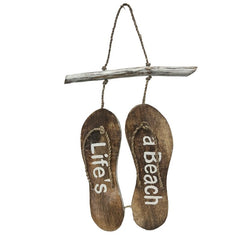 Handcrafted Life'S Beach Thongs Wall Art 24cm