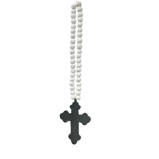 Handcrafted Cross With Beaded Necklace 65cm