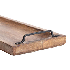 Handcrafted Long Tray w Black Handles 70cm