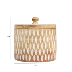 Handcrafted Round Box w Carving 15cm