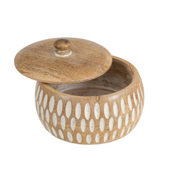 Handcrafted Round Squat Box w Carving 15cm