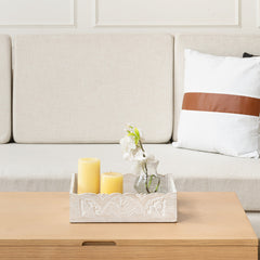 Handcrafted Carved Square Tray 30cm