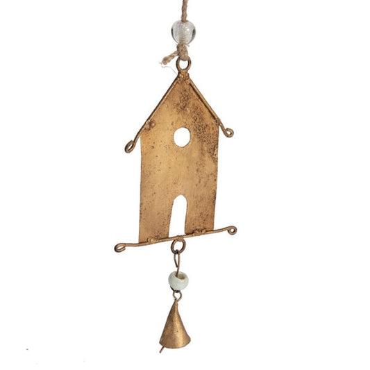 Handcrafted Houses w Bells Hanging Mobile 145cm