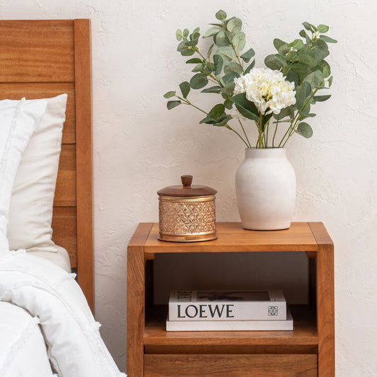 Handcrafted Round Metal Pressed Box W Mango Wood Lid 14cm