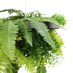 Silver Framed Roof Hanging Disc With Draping Life-Like Plants UV Resistant 40cm