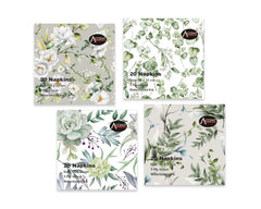 bulk 960 Eucalyptus Pattern Napkin 3ply Assorted 33cm