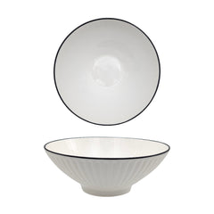bulk 24 Sorrento Porcelain Embossed Soup Bowl w Black Rim 8" 20cm