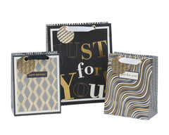 bulk 24 Medium Golden Glam Gift Bag Assort 23cm
