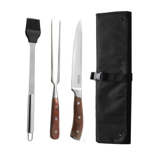 ASMOKE BBQ Knife Brush and Fork Set