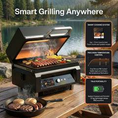 ASMOKE Essential Portable Smart Pellet Grill & Smoker + Assorted Flavors 20LBs (9kg) Premium Wood Pellets (Oak/Cherry/Apple)