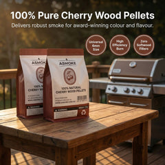 ASMOKE 100% Natural Cherry Wood BBQ Smoker Pellets (9kg / 20lbs) x2