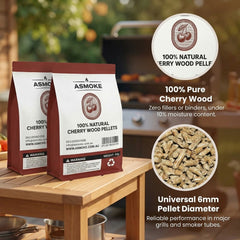 ASMOKE 100% Natural Cherry Wood BBQ Smoker Pellets (9kg / 20lbs) x2