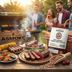 ASMOKE 100% Natural Cherry Wood BBQ Smoker Pellets (9kg / 20lbs) x2