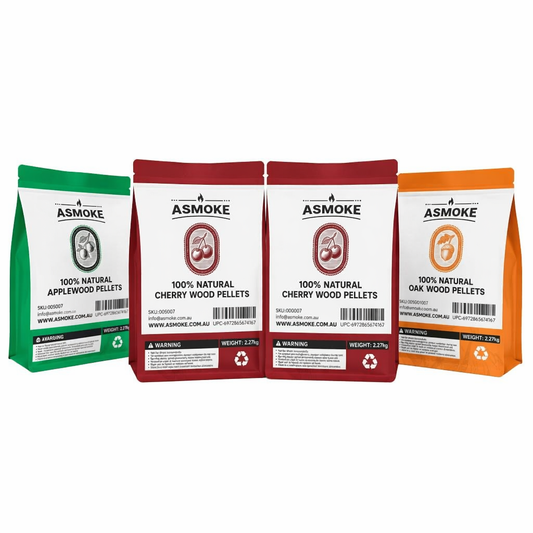 ASMOKE 4-Piece Premium Wood Pellet Variety Pack - Apple, Oak & 2x Cherry (4 x 2.27kg Bags)