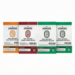 ASMOKE 4-Piece Premium Wood Pellet Variety Pack - Oak, Cherry & 2x Apple (4 x 2.27kg Bags)
