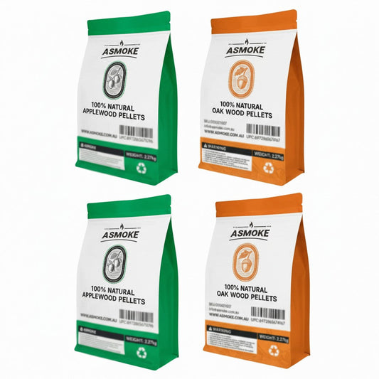 ASMOKE 4-Piece Premium Wood Pellet Variety Pack - Oak & Apple (2x Oak, 2x Apple)