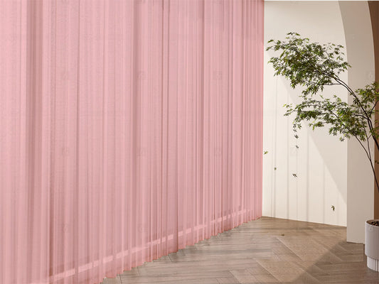 2 Sheer Voile Curtains 544cm wide 230cm drop+30 Hooks Pinch Pleat New Pink