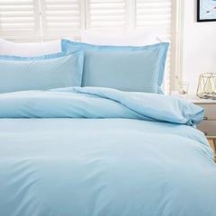 100% cotton Premium Doona Duvet Quilt Cover Set with Soft Pillowcases - Aqua-Double