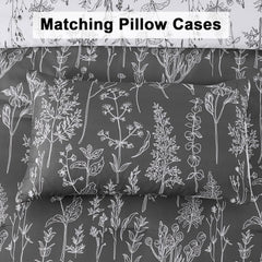 Floral Comforter Set, King Size, Black White Floral Pattern Reversible Bedding