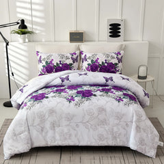 Luxe Loft Purple rose Quilted Comforter & Shams – Trending 3‑Piece Set