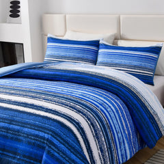 Nordic Calm stripes Blue 3‑Piece Comforter Set – Scandi Chic Vibes