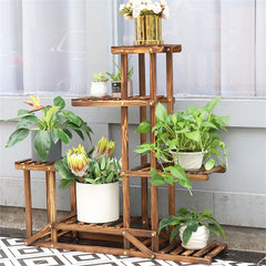 6-Tier Rustic Wooden Step Plant Stand
