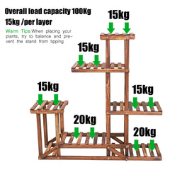 6-Tier Rustic Wooden Step Plant Stand