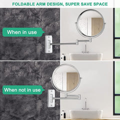 Bath Mirror 5X Magnification Wall Mounted Adjustable Makeup Mirror Arm Extend