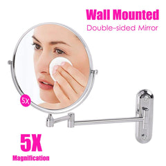 Bath Mirror 5X Magnification Wall Mounted Adjustable Makeup Mirror Arm Extend