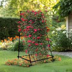 FIN Metal Garden Trellis Arch Climbing Plants Grow Support Frame with Ground Spikes
