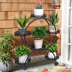 Metal Plant Stand Rack 4Tier Indoor Flower Pot Stand with Wheels for Living Room