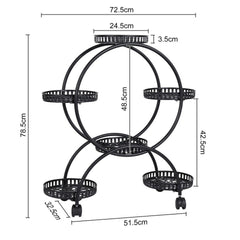 Metal Plant Stand Rack 4Tier Indoor Flower Pot Stand with Wheels for Living Room
