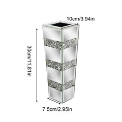 P&P Silver Diamond Inlaid Table Vase, Modern Decorative Centerpiece for Home