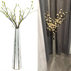 Large Silver Floor Vase 30 Inch Tall Glass Vase for Living Room Decoration & Branch Display