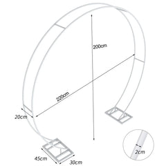 Round Arch Backdrop Stand for Wedding Party Metal Pipe Frame Archway Decoration Indoor Outdoor Double Rails 2.2m