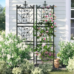2pcs Metal Garden Trellis Fence for Climbing Plants and Rose Support