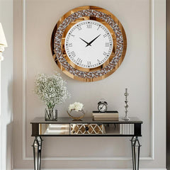 P&P Brown Crushed Diamond Oversized Wall Clock Elegant Accent 80x80cm
