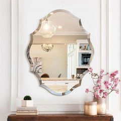 Beveled Silver Oval Wall Mirror Versatile Frameless Design for Vertical or Horizontal Display